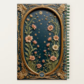 Grappige Wildflower Evening Art Nouveau Monogram Notitieboek (Achterkant)