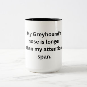 Grappige windhond Mok - lange neus, korte aandacht