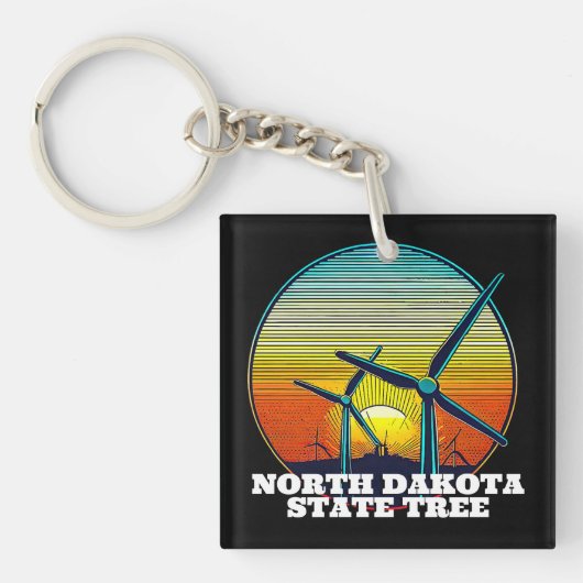 Grappige Windturbines State Tree Sleutelhanger (voorkant)