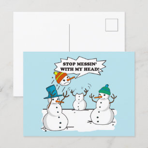 Grappige Winter Sneeuwmannen Cartoon Grap Feestdagenkaart