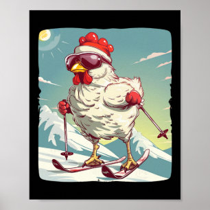 Grappige Winterkip Met Langlaufski'schoenen Poster
