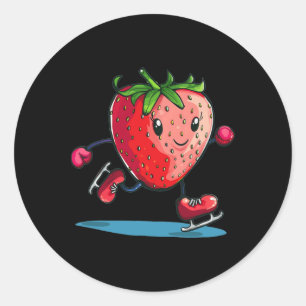 Grappige wintersport aardbei in schaatsen Schattig Ronde Sticker