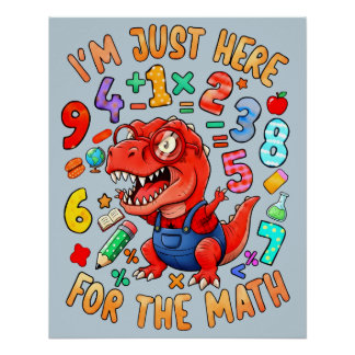 Grappige wiskunde dinosaurusposter voor kinderen i perfect poster