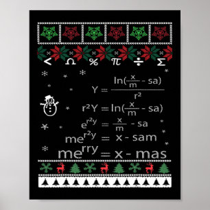 Grappige Wiskunde Leraar Kerst Vrolijk Kerstfeest Poster