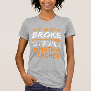 Grappige wiskundeleraar Halloween bezem T-shirt