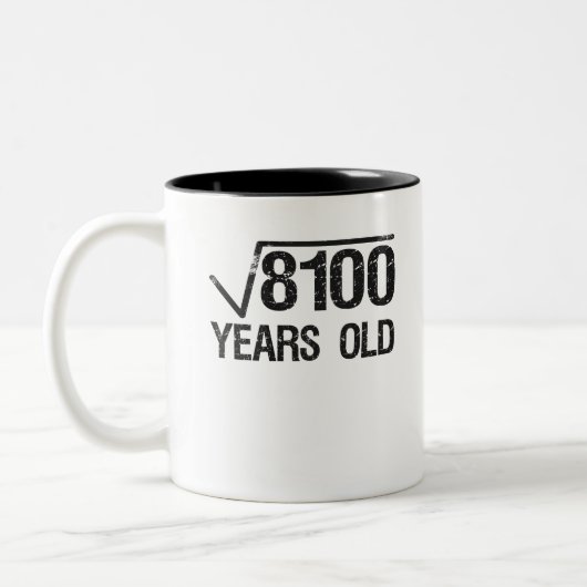 Grappige Wiskundeprobleem Vierkantswortel van 8100 Tweekleurige Koffiemok (Links)