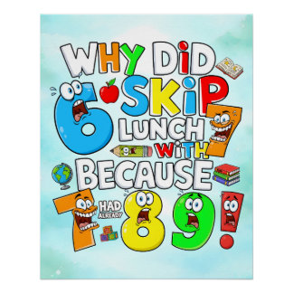 Grappige wiskundesticker met nummers voor kinderen perfect poster