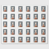 Grappige witte kat cadeaupapier (Vlak)