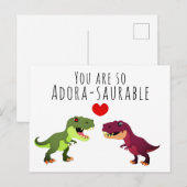Grappige Witte Kawaii Dinosaurus Pun Valentijnsdag Briefkaart (Voorkant / Achterkant)