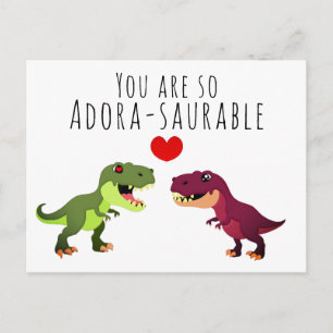 Grappige Witte Kawaii Dinosaurus Pun Valentijnsdag Briefkaart