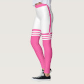Grappige witte Leggings faux roze over knie Sokken (Links)