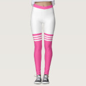 Grappige witte Leggings faux roze over knie Sokken (Voorkant)