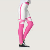 Grappige witte Leggings faux roze over knie Sokken (Rechts)