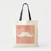 grappige witte snor op roze pootenpatroon tote bag (Voorkant)