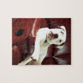 grappige witte stier op de bank legpuzzel (Horizontaal)