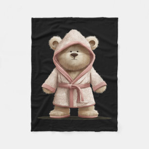 Grappige witte teddybeer in badjas look fleece deken