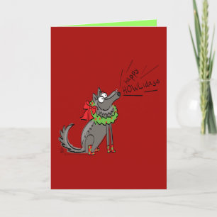 Grappige Wolf Kerstmis Gelukkige Howlidays Vakanti Kaart