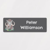 Grappige wollige mammoet cartoon gepersonaliseerd labels (Design 1)