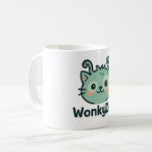 Grappige Wonky Cat Coffee Mok | Wonky Zoo (Voorkant links)
