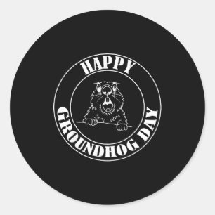 Grappige Woodchuck Schreeuwt Gelukkige Groundhog D Ronde Sticker