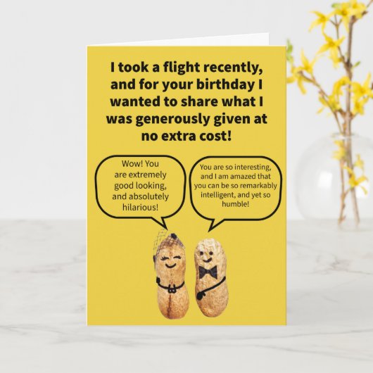 Grappige woordspeling Gratis pinda's Gefeliciteerd Kaart (Gele Bloem)