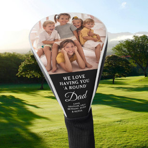 Grappige woordspeling met je 'een ronde' papa foto golfheadcover