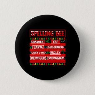 Grappige woordspeling spelling bee kerst spelling  ronde button 5,7 cm