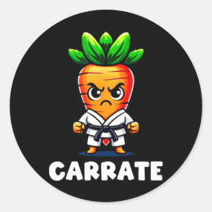 Grappige wortel in karate gi karate zwarte riem ma ronde sticker