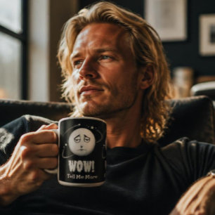 Grappige "Wow" Maan Gezicht Koffiemok Tweekleurige Koffiemok