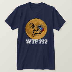 Grappige "WTF?!?" Oude Man Maan Krijgt Raket in Zi T-shirt