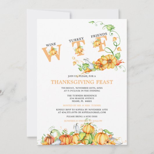 Grappige WTF Thanksgiving Feest Pompoenen  Kaart (Voorkant)