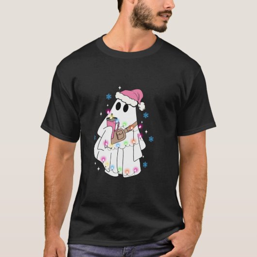 Grappige Xmas Boo Jee Ghost Christmas Lights Long T-shirt (Voorkant)