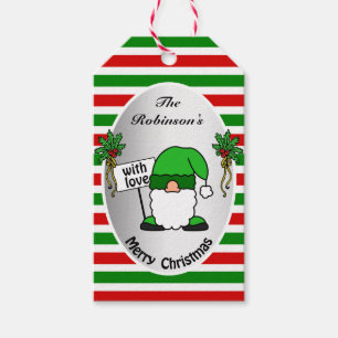 Grappige Xmas Gnome Traditionele Gekleurde Geperso Cadeaulabel