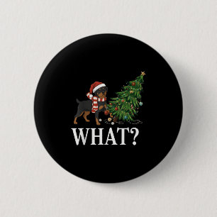 Grappige Xmas Rottweiler duwt kerstboom over Ronde Button 5,7 Cm