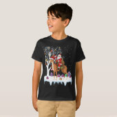 Grappige Xmas Verlichting Boom Santa Riding Greyho T-shirt (Voorkant volledig)
