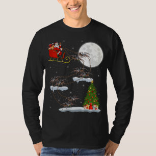 Grappige Xmas Verlichting Boom Santa Riding Tarant T-shirt