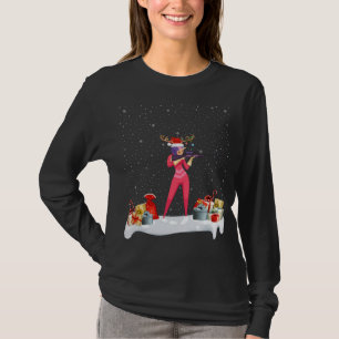 Grappige Xmas Verlichting Rendier Santa Hoed Biath T-shirt