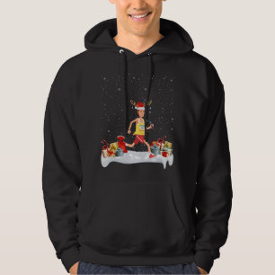 Grappige Xmas Verlichting Rendier Santa Hoed Marat Hoodie