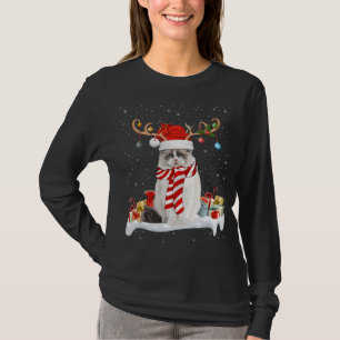 Grappige Xmas Verlichting Rendier Santa Hoed Ragdo T-shirt