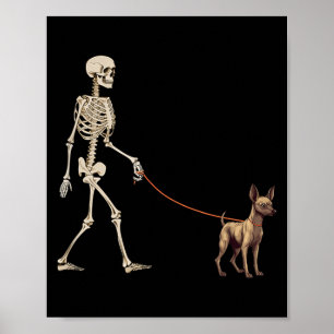 Grappige Xoloitzcuintli Xolo Skelet Hond Wandelen Poster