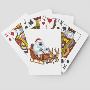 Grappige Yeti die op een Kerst slee rijdt Pokerkaarten