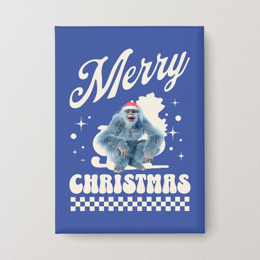 Grappige Yeti - Prettig Kerstfeest Button (Voorkant)