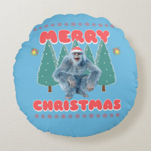 Grappige Yeti - Prettig Kerstfeest Rond Kussen