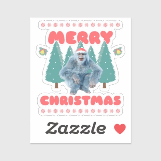 Grappige Yeti - Prettig Kerstfeest Sticker (Vel)