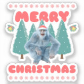Grappige Yeti - Prettig Kerstfeest Sticker (Voorkant)