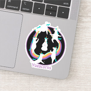Grappige YOGA Eenhoorns Posities Namaste Regenboog Sticker