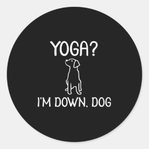 Grappige Yoga Ik ben Down Dog . Familie grap Sarca Ronde Sticker