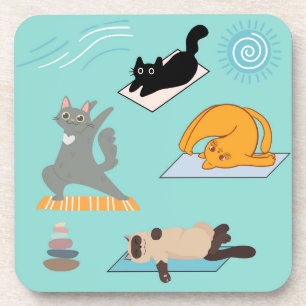 Grappige Yoga met Katten Bier Onderzetter
