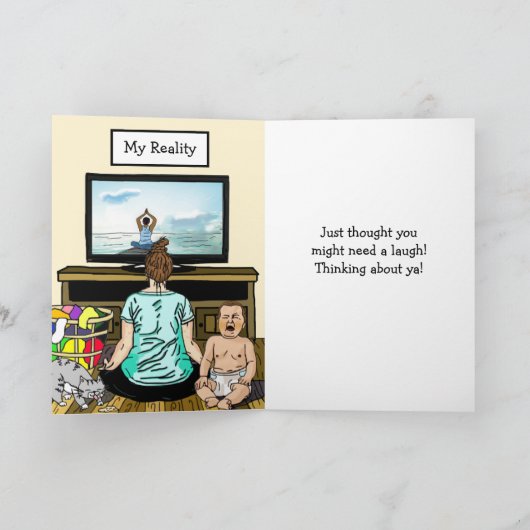 Grappige Yoga Vriendschap Denken over jou Kaart (Binnen)