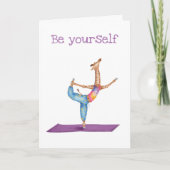 Grappige yogagiraffe 'Wees jezelf' kaart (Voorkant)